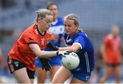 15 April 2023; Aoife McCoy of Armagh in action against Sinéad Barry of Laois during the Lidl Ladies Football National League Division 2 Final match between Armagh and Laois at Croke Park in Dublin. Photo by Brendan Moran/Sportsfile