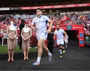 15 April 2023; Ben Brownlee of Leinster runs out before during the United Rugby Championship match between Emirates Lions and Leinster at Emirates Airlines Park in Johannesburg, South Africa. Photo by Harry Murphy/Sportsfile