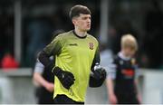 15 April 2023; St Joseph’s goalkeeper Dylan Kane during the FAI Youth Cup Final match between St Joseph’s AFC, Dublin, and College Corinthians AFC, Cork, at the Carlisle Grounds in Bray, Wicklow. Photo by Seb Daly/Sportsfile