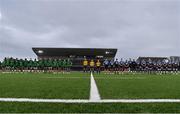 15 April 2023; Players from both sides before the United Rugby Championship match between Connacht and Cardiff at Sportsground in Galway. Photo by Tyler Miller/Sportsfile