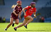 16 April 2023; Orlaith Cahalane of Cork in action against Ciara Hickey of Galway during the Very Camogie League Final Division 1A match between Kerry and Meath at Croke Park in Dublin. Photo by Eóin Noonan/Sportsfile