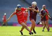 16 April 2023; Orla Cronin of Cork is tackled by Rachael Hanniffy of Galway during the Very Camogie League Final Division 1A match between Kerry and Meath at Croke Park in Dublin. Photo by Eóin Noonan/Sportsfile