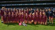 16 April 2023; Galway players celebrate after the Very Camogie League Final Division 1A match between Kerry and Meath at Croke Park in Dublin. Photo by Eóin Noonan/Sportsfile