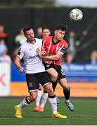 16 April 2023; Adam O'Reilly of Derry City in action against Robbie Benson of Dundalk during the SSE Airtricity Men's Premier Division match between Dundalk and Derry City at Oriel Park in Dundalk, Louth. Photo by Ben McShane/Sportsfile