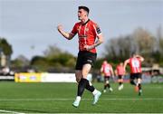 16 April 2023; Cian Kavanagh of Derry City celebrates after scoring his side's second goal during the SSE Airtricity Men's Premier Division match between Dundalk and Derry City at Oriel Park in Dundalk, Louth. Photo by Ben McShane/Sportsfile