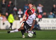 16 April 2023; Ollie O'Neill of Derry City is tackled by Wasiri Williams of Dundalk, resulting in a red card, during the SSE Airtricity Men's Premier Division match between Dundalk and Derry City at Oriel Park in Dundalk, Louth. Photo by Ben McShane/Sportsfile