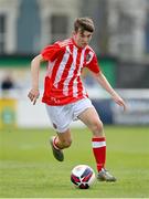 15 April 2023; Adam Deans of St Joseph’s during the FAI Youth Cup Final match between St Joseph’s AFC, Dublin, and College Corinthians AFC, Cork, at the Carlisle Grounds in Bray, Wicklow. Photo by Seb Daly/Sportsfile