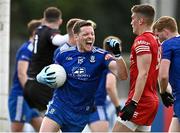 16 April 2023; Conor McManus of Monaghan celebrates at the final whistle after his side's victory in the Ulster GAA Football Senior Championship Quarter-Final match between Tyrone and Monaghan at O'Neill's Healy Park in Omagh, Tyrone. Photo by Sam Barnes/Sportsfile