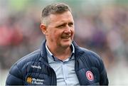 16 April 2023; Aiden Morris of the 1995 Ulster Senior Football Championship winning Tyrone team is honoured at half-time of the Ulster GAA Football Senior Championship Quarter-Final match between Tyrone and Monaghan at O'Neill's Healy Park in Omagh, Tyrone. Photo by Ramsey Cardy/Sportsfile