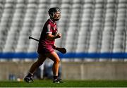 16 April 2023; Dervla Higgins of Galway celebrates her side's victory in the Very Camogie League Final Division 1A match between Kerry and Meath at Croke Park in Dublin. Photo by Eóin Noonan/Sportsfile