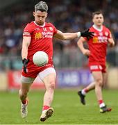 16 April 2023; Matthew Donnelly of Tyrone during the Ulster GAA Football Senior Championship Quarter-Final match between Tyrone and Monaghan at O'Neill's Healy Park in Omagh, Tyrone. Photo by Ramsey Cardy/Sportsfile