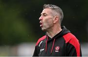 15 April 2023; Derry manager Rory Gallagher during the Ulster GAA Football Senior Championship Quarter-Final match between Fermanagh and Derry at Brewster Park in Enniskillen, Fermanagh. Photo by Ramsey Cardy/Sportsfile