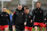 15 April 2023; Derry manager Rory Gallagher, left, and Brendan Rogers of Derry before the Ulster GAA Football Senior Championship Quarter-Final match between Fermanagh and Derry at Brewster Park in Enniskillen, Fermanagh. Photo by Ramsey Cardy/Sportsfile