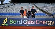 17 April 2023; Bord Gáis Energy head of brand, sponsorship & PR Irene Gowing and BGE head of marketing Dermot Mulligan with ambassadors Joe Canning and Gearóid Hegarty at the launch of Bord Gáis Energy’s ‘It’s Anyone’s Game’ campaign to promote inclusivity in hurling. As part of the campaign and to celebrate extending its sponsorship of the GAA All-Ireland Senior Hurling Championship until 2025, Bord Gáis Energy, is giving people from around Ireland the opportunity to win prizes throughout the season. Visit www.bordgaisenergy.ie/home/bge-gaa for competition detailss. Photo by Brendan Moran/Sportsfile
