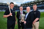 17 April 2023; Bord Gáis Energy managing director Dave Kirwan, 3rd from left, with ambassadors Gearóid Hegarty and Joe Canning and Ard Stiúrthóir of the GAA Tom Ryan at the launch of Bord Gáis Energy’s ‘It’s Anyone’s Game’ campaign to promote inclusivity in hurling. As part of the campaign and to celebrate extending its sponsorship of the GAA All-Ireland Senior Hurling Championship until 2025, Bord Gáis Energy, is giving people from around Ireland the opportunity to win prizes throughout the season. Visit www.bordgaisenergy.ie/home/bge-gaa for competition details. Photo by Brendan Moran/Sportsfile