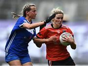 15 April 2023; Eve Lavery of Armagh in action against Sinéad Barry of Laois during the Lidl Ladies Football National League Division 2 Final match between Armagh and Laois at Croke Park in Dublin. Photo by Sam Barnes/Sportsfile