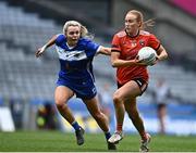 15 April 2023; Blaithín Mackin of Armagh in action against Andrea Moran of Laois during the Lidl Ladies Football National League Division 2 Final match between Armagh and Laois at Croke Park in Dublin. Photo by Sam Barnes/Sportsfile