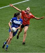 15 April 2023; Mo Nerney of Laois in action against CaÍt Towe of Armagh during the Lidl Ladies Football National League Division 2 Final match between Armagh and Laois at Croke Park in Dublin. Photo by Sam Barnes/Sportsfile