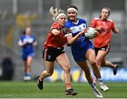 15 April 2023; Eva Galvin of Laois in action against Lauren McConville of Armagh during the Lidl Ladies Football National League Division 2 Final match between Armagh and Laois at Croke Park in Dublin. Photo by Sam Barnes/Sportsfile