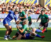 15 April 2023; Ailsa Hughes of Ireland in action against Beatrice Rigoni of Italy during the Tik Tok Womens Six Nations Rugby Championship match between Italy and Ireland at Stadio Sergio Lanfranchi in Parma, Italy. Photo by Roberto Bregani/Sportsfile