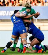 15 April 2023; Sam Monaghan of Ireland is tackled by Giordana Duca of Italy during the Tik Tok Womens Six Nations Rugby Championship match between Italy and Ireland at Stadio Sergio Lanfranchi in Parma, Italy. Photo by Roberto Bregani/Sportsfile