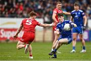 16 April 2023; Stephen O’Hanlon of Monaghan in action against  Conor Meyler of Tyrone during the Ulster GAA Football Senior Championship Quarter-Final match between Tyrone and Monaghan at O'Neill's Healy Park in Omagh, Tyrone. Photo by Sam Barnes/Sportsfile