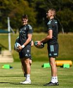 18 April 2023; Aitzol King and Sam Prendergast during a Leinster Rugby squad training session at St Peter's College in Johannesburg, South Africa. Photo by Harry Murphy/Sportsfile