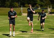 18 April 2023; Leinster players, from left, Aitzol King, Conor O’Tighearnaigh and Charlie Tector during a Leinster Rugby squad training session at St Peter's College in Johannesburg, South Africa. Photo by Harry Murphy/Sportsfile