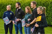 18 April 2023; In attendance are, from left, Meath ladies footballer Vikki Wall, GPA chief executive officer Tom Parsons, GPA national executive committee co-chairperson Maria Kinsella, GPA national executive committee co-chairperson Matthew O’Hanlon, and Kilkenny Camogie player Grace Walsh, during the GPA State of Play Equality Report launch at Radisson Blu Hotel at Dublin Airport. Photo by Seb Daly/Sportsfile