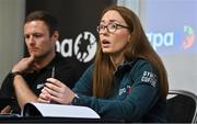 18 April 2023; GPA national executive committee co-chairpersons Maria Kinsella, right, and Matthew O’Hanlon during the GPA State of Play Equality Report launch at Radisson Blu Hotel at Dublin Airport. Photo by Seb Daly/Sportsfile