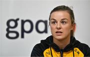 18 April 2023; Kilkenny Camogie player Grace Walsh speaking during the GPA State of Play Equality Report launch at Radisson Blu Hotel at Dublin Airport. Photo by Seb Daly/Sportsfile