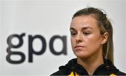 18 April 2023; Kilkenny Camogie player Grace Walsh speaking during the GPA State of Play Equality Report launch at Radisson Blu Hotel at Dublin Airport. Photo by Seb Daly/Sportsfile