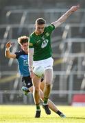 18 April 2023; Conor Gray of Meath in action against Ethan Dunne of Dublin during the Eirgrid Leinster GAA Football U20 Championship Semi-Final match between Meath and Dublin at Páirc Tailteann in Navan, Meath. Photo by Seb Daly/Sportsfile