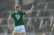 18 April 2023; Conor Gray of Meath celebrates kicking a point during the Eirgrid Leinster GAA Football U20 Championship Semi-Final match between Meath and Dublin at Páirc Tailteann in Navan, Meath. Photo by Seb Daly/Sportsfile