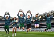 19 April 2023; In attendance at the launch of the 2023 Kellogg’s GAA Cúl Camps are, from left, Levi Hutch, aged 9, Patricia Grace Pop, aged 7, Karson Butler, aged 12, Kasey Cromwell, aged 11, Issy Downey, aged 12, and Fortune Beta, aged 12. Starting at the beginning of June and running up to the end of August, Kellogg’s GAA Cúl Camps have long played a vital role in helping young people to explore new interests, stay active as well as creating new and meaningful life-long friendships. For more information and to book now, visit www.gaa.ie/kelloggsculcamps. Photo by Sam Barnes/Sportsfile