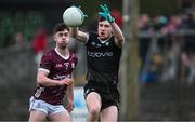 19 April 2023; Daire O'Boyle of Sligo in action against Jack Folan of Galway during the EirGrid Connacht GAA Football U20 Championship Final match between Galway and Sligo at Tuam Stadium in Galway. Photo by Ray Ryan/Sportsfile