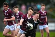 19 April 2023; Dylan McLoughlin of Sligo in action against Mathew Thompson of Galway during the EirGrid Connacht GAA Football U20 Championship Final match between Galway and Sligo at Tuam Stadium in Galway. Photo by Ray Ryan/Sportsfile