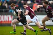 19 April 2023; Conor Johnson of Sligo in action against Sean Birmingham and Charlie Power of Galway during the EirGrid Connacht GAA Football U20 Championship Final match between Galway and Sligo at Tuam Stadium in Galway. Photo by Ray Ryan/Sportsfile