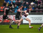 19 April 2023; Sam O'Neill of Galway in action against Ronan Niland of Sligo during the EirGrid Connacht GAA Football U20 Championship Final match between Galway and Sligo at Tuam Stadium in Galway. Photo by Ray Ryan/Sportsfile