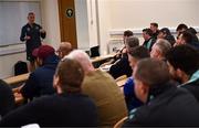 19 April 2023; Leinster senior coach Stuart Lancaster during a Leinster Rugby club coaches development workshop at Leinster Rugby HQ in Dublin. Photo by David Fitzgerald/Sportsfile