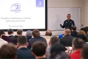 19 April 2023; Leinster senior coach Stuart Lancaster during a Leinster Rugby club coaches development workshop at Leinster Rugby HQ in Dublin. Photo by David Fitzgerald/Sportsfile