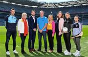 20 April 2023; In attendance at the announcement of an Official Charity Partnership between the GPA and Jack and Jill for 2023 are, from left, Limerick hurler Dan Morrisey, Jack and Jill Chief Executive Officer Carmel Doyle, GPA Chief Executive Officer Tom Parsons, Jack and Jill board member and former Dublin footballer John O'Leary, Jack and Jill representative Ali Sheridan, Jack and Jill representative Clodagh Hogan, Kildare footballer Mary Hulgraine and Galway Camogie player Aoife Donohue, at Croke Park in Dublin. Photo by Sam Barnes/Sportsfile