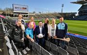 20 April 2023; In attendance at the announcement of an Official Charity Partnership between the GPA and Jack and Jill for 2023 are, from left, Kildare footballer Mary Hulgraine, Galway Camogie player Aoife Donohue, Jack and Jill board member and former Dublin footballer John O'Leary, Jack and Jill representative Ali Sheridan, GPA Chief Executive Officer Tom Parsons Jack and Jill representative Clodagh Hogan, Jack and Jill Chief Executive Officer Carmel Doyle and Limerick hurler Dan Morrisey, at Croke Park in Dublin. Photo by Sam Barnes/Sportsfile