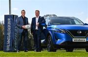 20 April 2023; Leinster Rugby sponsorship manager Eamon De Búrca, left, and Andrew O'Toole, Head of Nissan Sales, at the announcement of the Windsor Motors and Leinster Rugby Sponsorship Extension at UCD in Dublin. Photo by David Fitzgerald/Sportsfile
