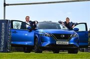 20 April 2023; Andrew O'Toole, Head of Nissan Sales, left, and Leinster Rugby sponsorship manager Eamon De Búrca at the announcement of the Windsor Motors and Leinster Rugby Sponsorship Extension at UCD in Dublin. Photo by David Fitzgerald/Sportsfile