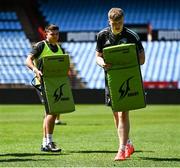 21 April 2023; Conor O’Tighearnaigh, right, and Liam Molony during a Leinster Rugby captain's run at Loftus Versfeld Stadium in Pretoria, South Africa. Photo by Harry Murphy/Sportsfile