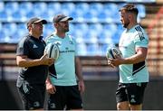 21 April 2023; Leinster coaches, from right, contact skills coach Sean O'Brien, Elite player development officer Aaron Dundon and academy manager Simon Broughton during a Leinster Rugby captain's run at Loftus Versfeld Stadium in Pretoria, South Africa. Photo by Harry Murphy/Sportsfile