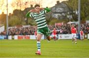 21 April 2023; Johnny Kenny of Shamrock Rovers celebrates after scoring his side's first goal during the SSE Airtricity Men's Premier Division match between St Patrick's Athletic and Shamrock Rovers at Richmond Park in Dublin. Photo by Seb Daly/Sportsfile