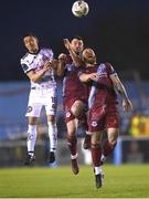 21 April 2023; Ryan Brennan and Gary Deegan, right, of Drogheda United in action against Keith Buckley of Bohemians during the SSE Airtricity Men's Premier Division match between Drogheda United and Bohemians at Weaver's Park in Drogheda, Louth. Photo by Stephen McCarthy/Sportsfile