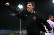 21 April 2023; Bohemians manager Declan Devine celebrates after the SSE Airtricity Men's Premier Division match between Drogheda United and Bohemians at Weaver's Park in Drogheda, Louth. Photo by Stephen McCarthy/Sportsfile